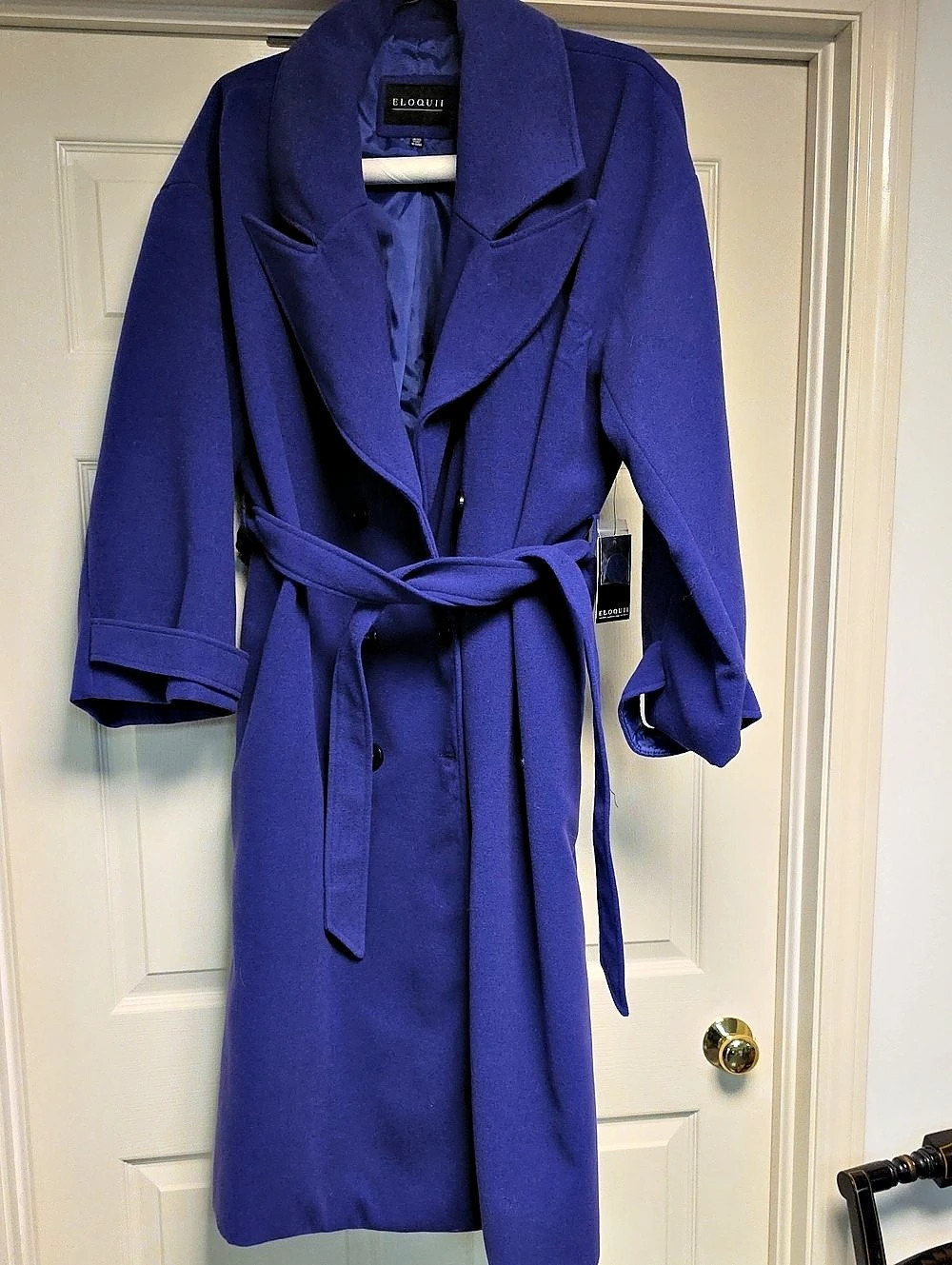 ELOQUII Long Coat Purple Coat